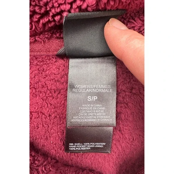 The North Face Womens Fleece Jacket Burgundy Full Zip Long Sleeve Size S - Picture 3 of 4